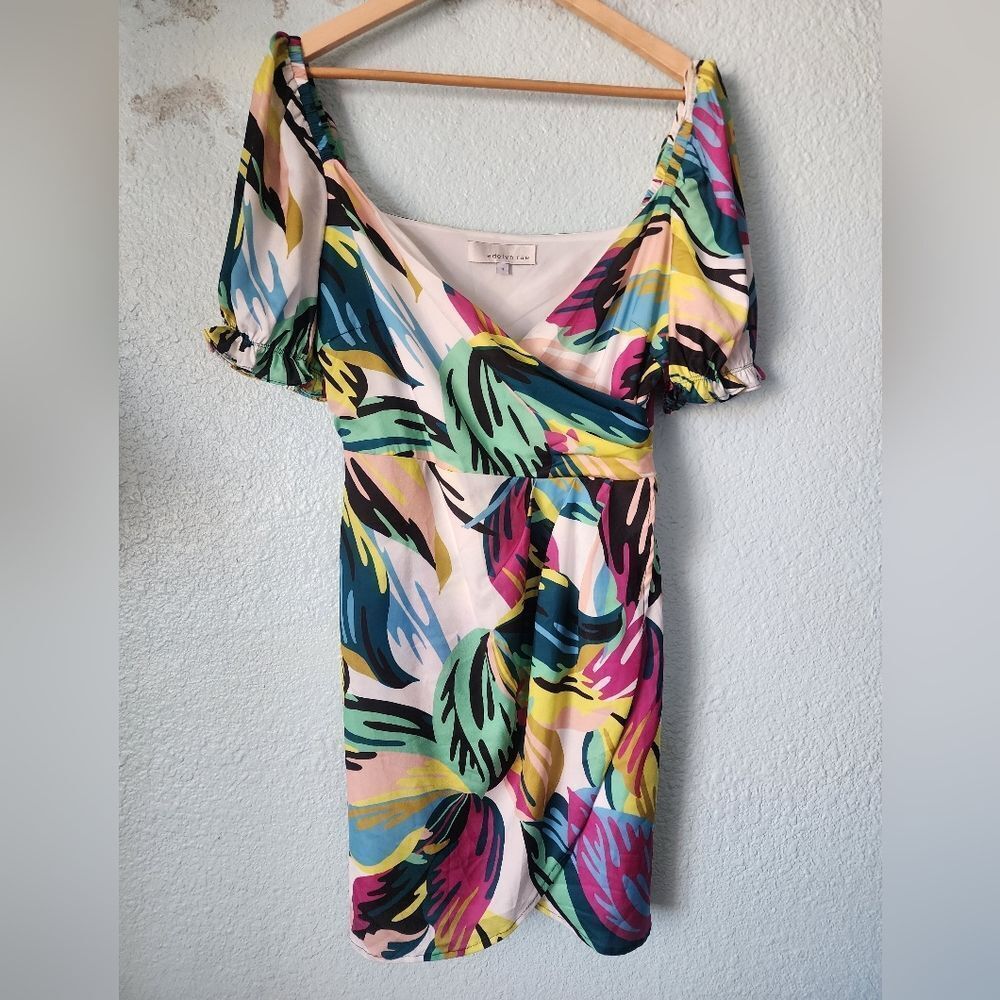 Adelyn Rae Multicolor Leaf Print Mini Dress